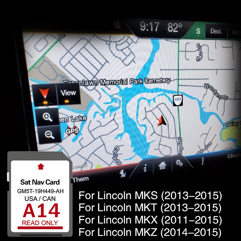 GM5T-19H449-AH США CAN Mex Северная Америка Автомобильная SD-карта A14 Cid Карты GPS-навигации Для Lincoln Car NAVI Аксессуары 0