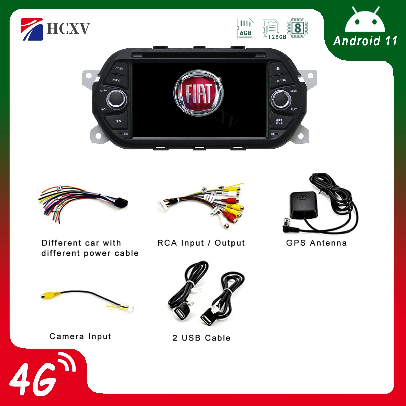 HCXV Android Автомобильный радиоприемник стерео Для Fiat EGEA Android Автомобильный стерео Автомобильная навигационная мультимедийная система DVD-плеер Аудио GPS Авторадио 2
