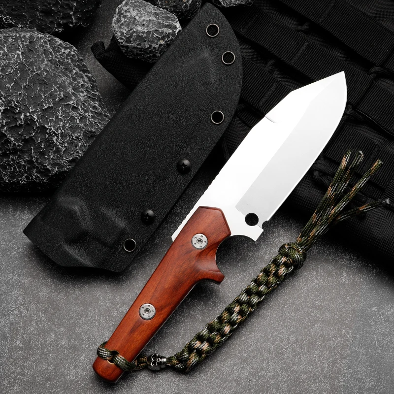 HUANGFU Фиксированный нож Кемпинг охотничий нож с ручкой из сандалового дерева CPM530V лезвие Тактический нож для выживания в дикой природе EDC инструмент открытый нож 2