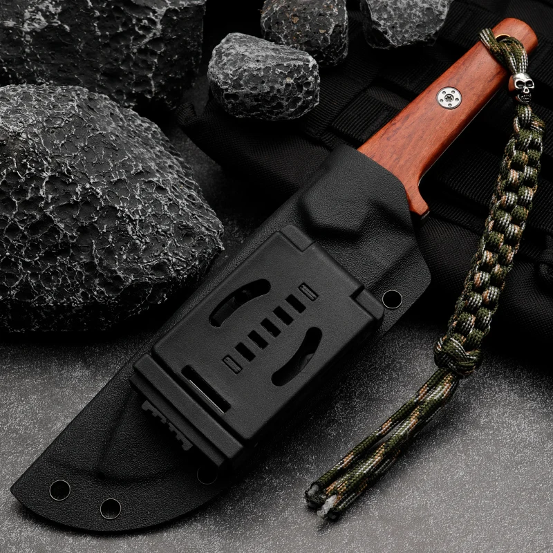 HUANGFU Фиксированный нож Кемпинг охотничий нож с ручкой из сандалового дерева CPM530V лезвие Тактический нож для выживания в дикой природе EDC инструмент открытый нож 4