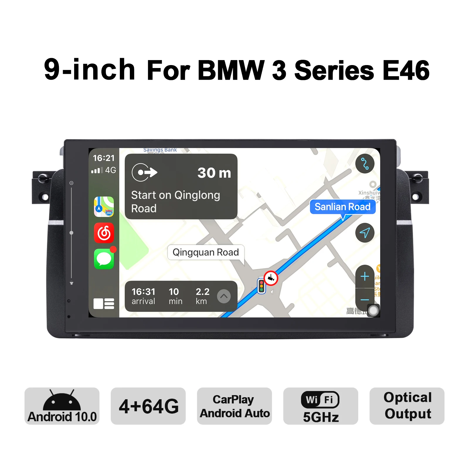 Joying 9 Дюймов Автомобильный Радиоприемник Стерео Android 10 Головное устройство GPS Naviagtion 4G Carplay Для BMW E46 Поддержка Резервной Камеры DVR OBD2 SWC 2