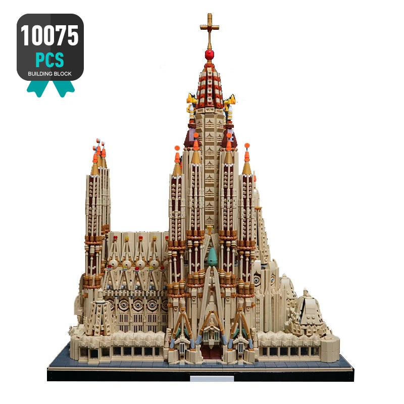MOC Городской Дом Барселона Собор Святого Семейства Католическая Церковь 10075 шт. Креативная Достопримечательность Архитектуры Строительные Блоки Игрушки 0