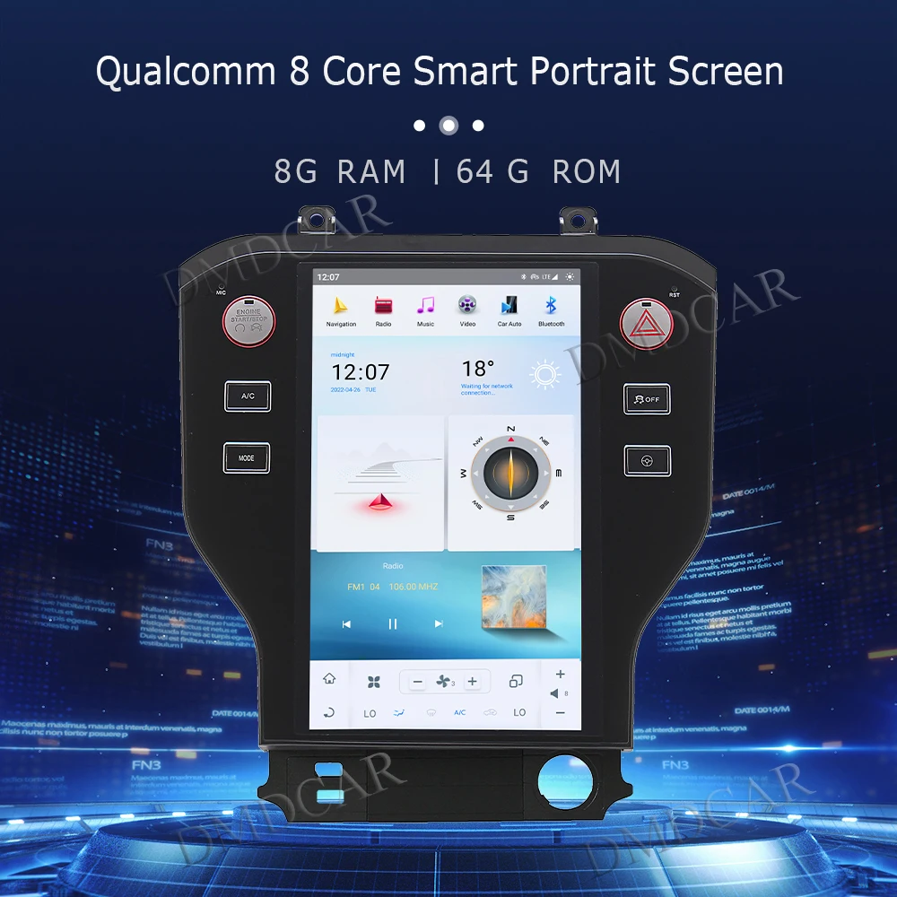Qualcomm Android 11 Для Ford Mustang 2013-2020 Tesla Автомобильный Радиоприемник с большим экраном, Стерео Мультимедийный плеер, GPS Навигация, DSP, Carplay 1