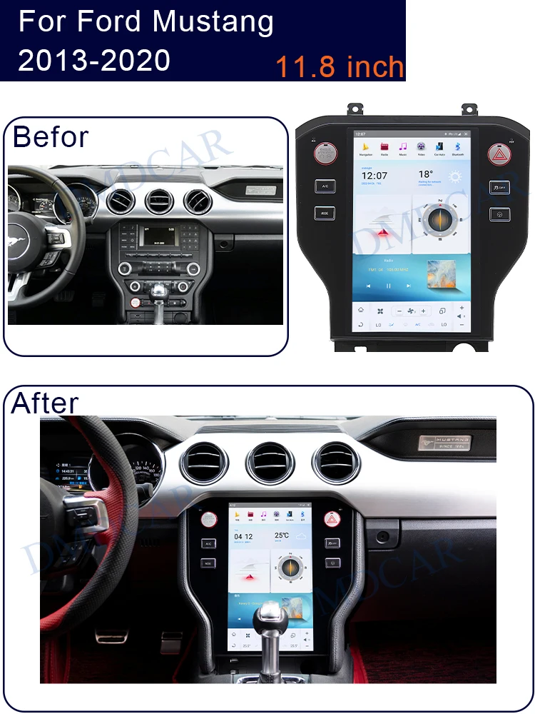 Qualcomm Android 11 Для Ford Mustang 2013-2020 Tesla Автомобильный Радиоприемник с большим экраном, Стерео Мультимедийный плеер, GPS Навигация, DSP, Carplay 5