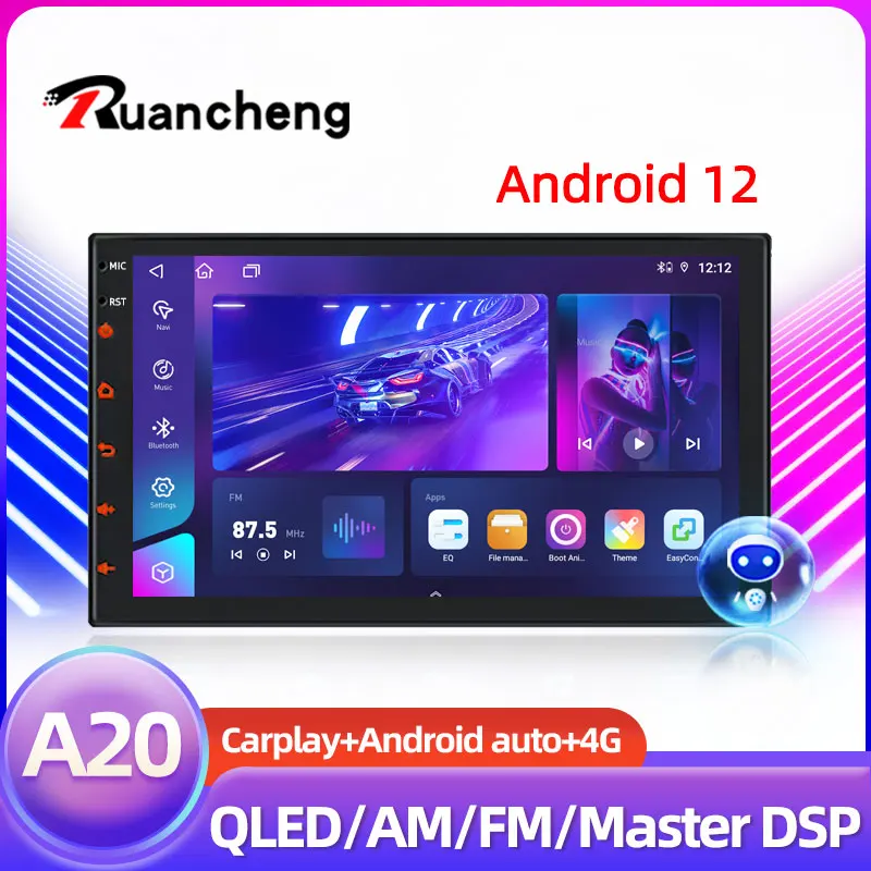 Ruancheng 2 Din Универсальный 7 ‘Автомобильный Радиоприемник Мультимедийный С GPS Android12 CarPlayer 2din 8 Core Carplay 8G + 256G 4G Головное устройство 0