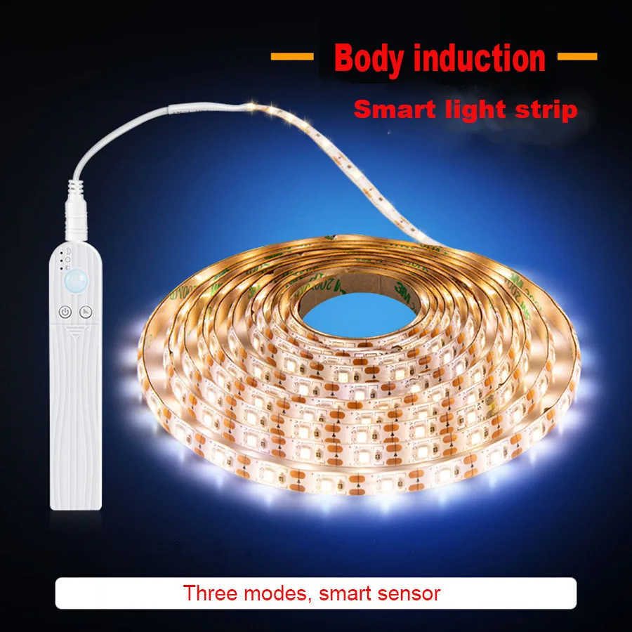 SMD Индукционная Лампа Для человеческого Тела LED 5V DC Battery Senser Light Strip Умный Дом Шкаф Кровать Лестничное Освещение Герметичный Водонепроницаемый 0
