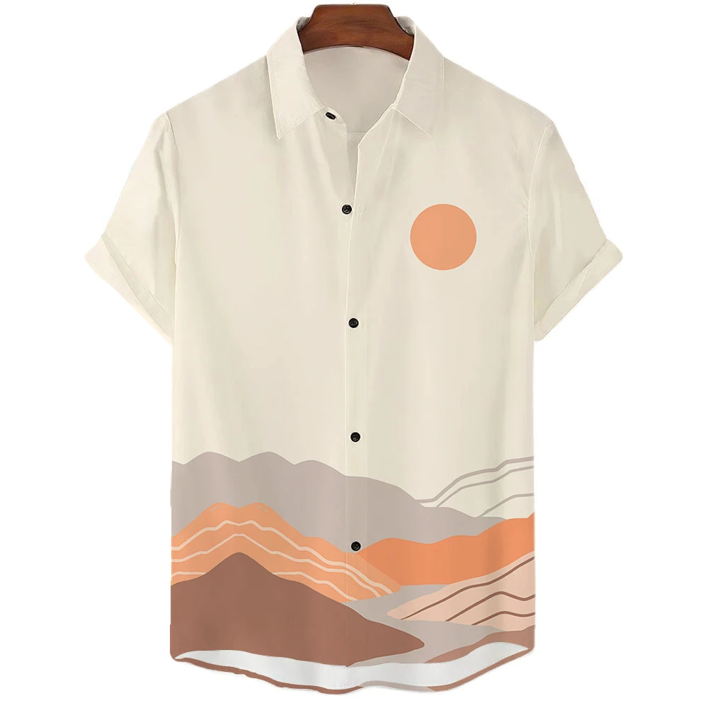 Sunrise Мужская рубашка Повседневная Модная Гавайская рубашка С коротким рукавом Простая 3d рубашка для мужчин на пуговицах Пляжная повседневная мужская одежда Лето 1