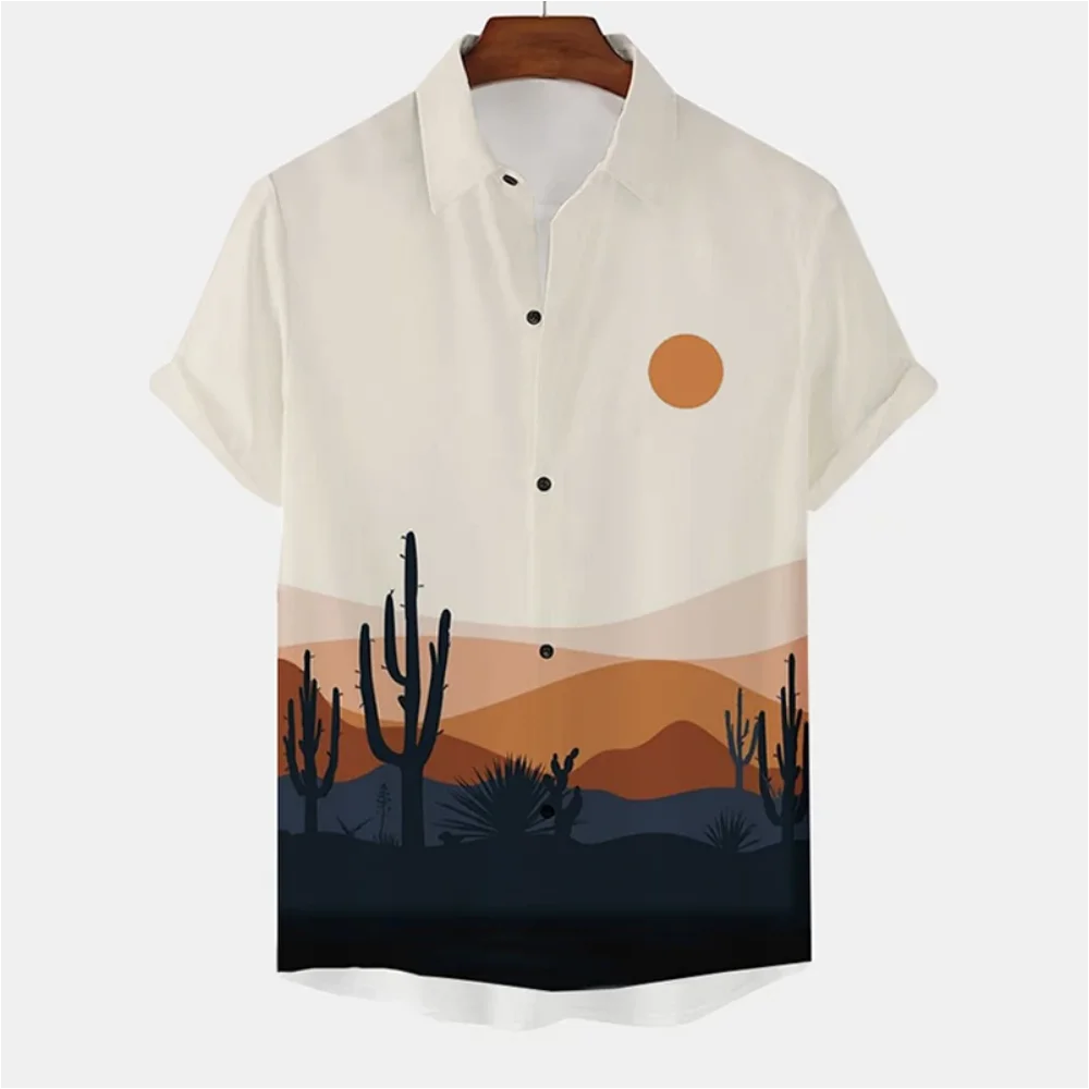 Sunrise Мужская рубашка Повседневная Модная Гавайская рубашка С коротким рукавом Простая 3d рубашка для мужчин на пуговицах Пляжная повседневная мужская одежда Лето 5