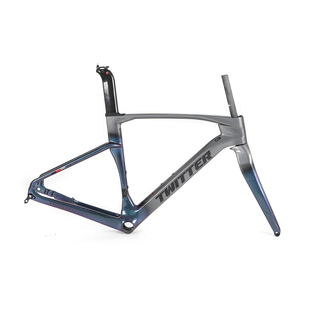TWITTER700 * 40C рама дорожного велосипеда из углеродного волокна, внедорожный гравийный дорожный велосипед, матовая карбоновая дорожная рама, велосипедная рама, карбоновая гравийная рама 5