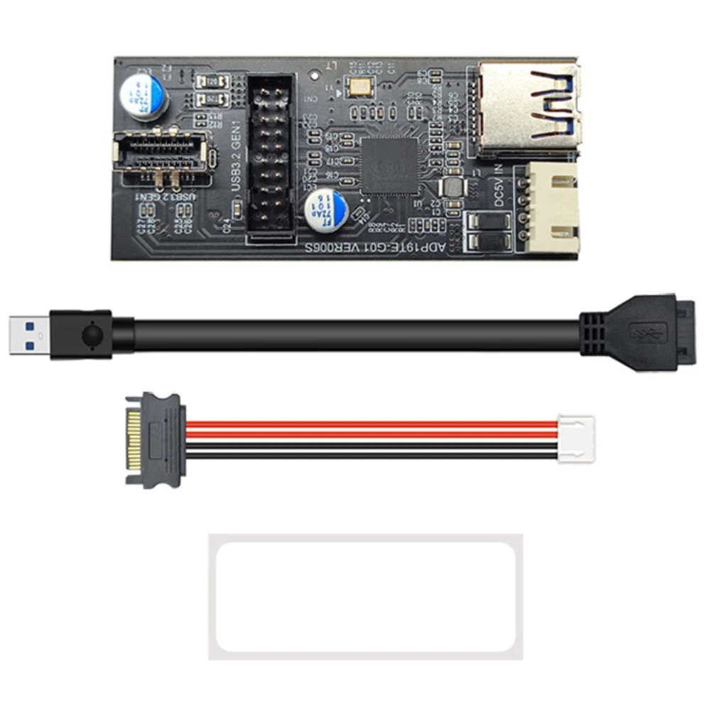 USB3.2 Спереди GEN1 19PIN-19PIN + TYPE-E (A-КЛЮЧ) Карта расширения адаптера с кабелем SATA15PIN на 4PIN 1
