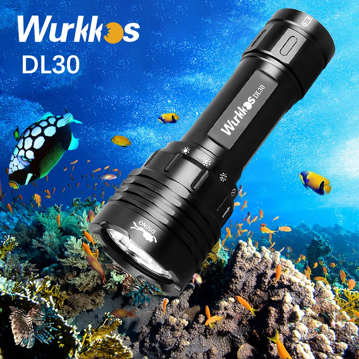 Wurkkos DL30 Dive Light 21700 Светодиодный Фонарик Подводный IPX-8 Водонепроницаемый Фонарик 3600lm Тройной LH351D Магнитный Кольцевой Переключатель Управления 0