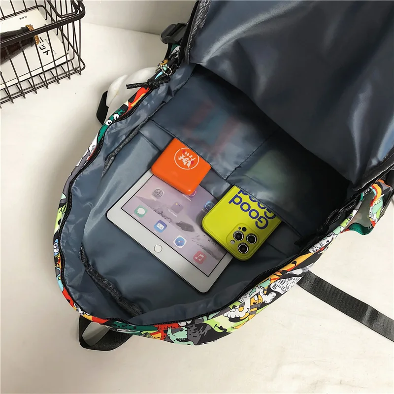 Xiaomi Мужская школьная сумка для девочек, женский мужской рюкзак с принтом граффити, женская сумка для мальчиков-книжек, нейлоновый модный женский рюкзак для ноутбука, студенческий 4