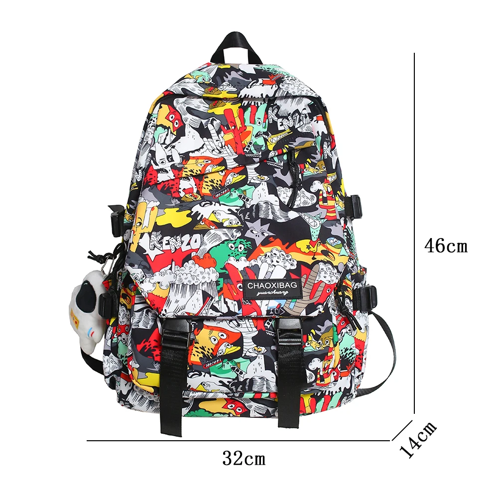 Xiaomi Мужская школьная сумка для девочек, женский мужской рюкзак с принтом граффити, женская сумка для мальчиков-книжек, нейлоновый модный женский рюкзак для ноутбука, студенческий 5