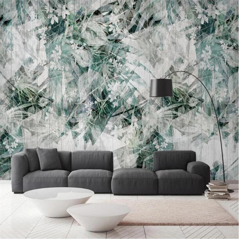 beibehang пользовательские зеленые свежие листья обои для гостиной ТВ фон наклейки на стены украшения 3D обои домашний декор 0