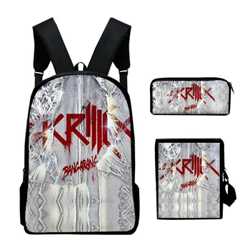 Рюкзак Skrillex DJ, комплекты из 3 предметов, сумки на плечо, рюкзак Унисекс, сумка на молнии, уникальная сумка для карандашей