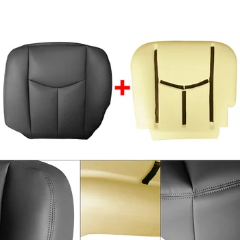 Черный Кожаный чехол для нижнего сиденья со стороны водителя с поролоновой подушкой для Chevy Silverado 2003-2007