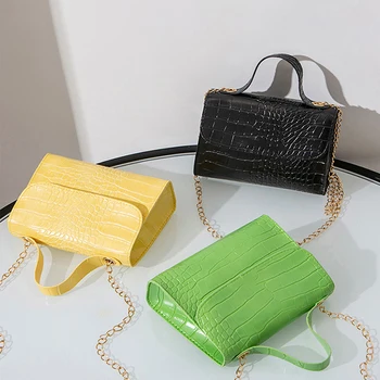 Корейская модная сумка с крокодиловым узором на одно плечо, мобильный кошелек для монет, Модная сумка-мессенджер с волнистой цепочкой, Переносная Квадратная сумка