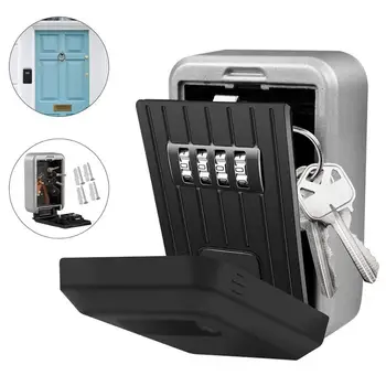Настенный сейф для ключей, Мини-ящик для хранения ключей, Замок для хранения ключей с 4-значной комбинацией, Водонепроницаемая крышка для наружного использования