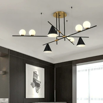 Промышленная люстра, черное золото, минималистичные простые светодиодные длинные лампы, стеклянная пузырчатая лампа, подвесной светильник для гостиной