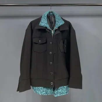 Индивидуальная оригинальная дизайнерская верхняя одежда, модная лоскутная толстая теплая поддельная куртка из 2 предметов, свободное пальто, куртка для мужчин и женщин Y4187