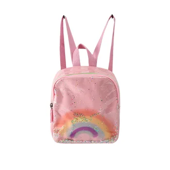 Детский рюкзак с принтом радуги, Модная Школьная сумка для Девочек, Прозрачный ПВХ, Милый Рюкзак с блестками, Детский Маленький Рюкзак MD0250