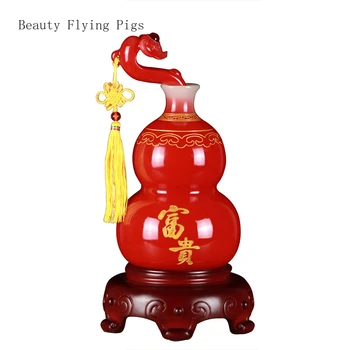 ваза-тыква из нефрита 11x22 см из смолы, современная китайская гостиная, украшение стола по фен-шуй, украшение гостиной