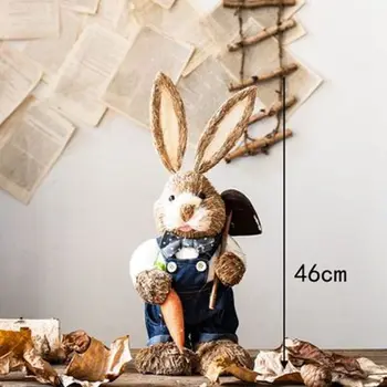 Пасхальный соломенный орнамент в виде кролика, Креативный искусственный кролик, кукла, венок, фартук, статуэтка, Праздничная вечеринка, дом
