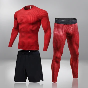Мужская спортивная одежда, Футболки, комплект для бега, Спортивная одежда, Быстросохнущие Колготки, Спортивный костюм, Комплект для фитнеса, Компрессионная одежда