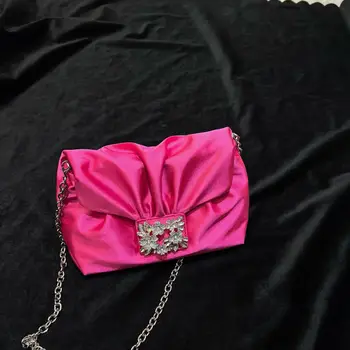 Сумка через плечо с бриллиантами, Элегантные вечерние сумки из атласа для женщин, роскошные Дизайнерские сумки, цепочки, Шелковая сумка через плечо, свадебные кошельки