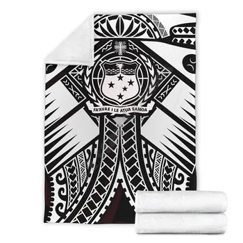 Одеяло Самоа Премиум-класса, Печать Самоа с полинезийской татуировкой, Пригодное для носки Одеяло для взрослых/детей, Флисовое одеяло, Шерп-одеяло 02