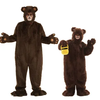 Косплей Медведя на Хэллоуин, Детский День Защиты взрослых, Костюм Большого Медведя для взрослых, костюм бурого Медведя для ролевых игр, Костюм для родителей и детей, Косплей