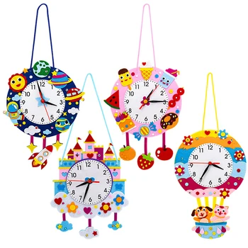 DIY Часы Игрушки Монтессори Искусство Ремесла Час Минута Секунда Детские Когнитивные Часы Игрушки для Детей Подарок Подарки Для раннего дошкольного возраста