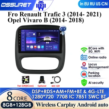 4G для Renault Trafic 3 2014-2021 Android 12 Автомобильный Радио Видео Мультимедийный Плеер для Opel Vivaro B 2014-2018 Автоматическая Навигация GPS