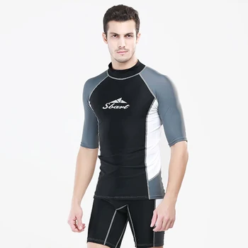 Мужская модная солнцезащитная одежда с коротким рукавом, футболка с разрезом, Водные виды спорта, Пляжное плавание, Одежда для подводного плавания, серфинга 2023