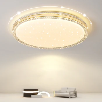 Скандинавский простой светодиодный потолочный светильник 2023, новая круглая квадратная лампа с затемнением для гостиной, столовой, спальни, роскошные благородные лампы для помещений