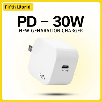 Зарядное устройство GaN мощностью 30 Вт QC4.0 PD Small Usb C Quick Charge EU US UK Plug Charger GaN с портами USB C
