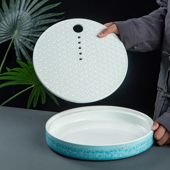 Индивидуальный керамический лоток для сухого льда Молекулярная тарелка для еды Художественная концепция Дворцового стиля Посуда Бытовая круглая Чайная тарелка