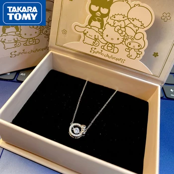 TAKARA TOMY Hello Kitty Новое Женское ожерелье с бьющимся сердцем и сверкающим бантом для влюбленных и подруг, Аксессуары, ювелирные изделия, подарки