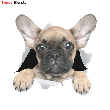 Три 3D наклейки для собак Ratels FTC-1083, милая наклейка с французским бульдогом на стену, холодильник, туалет и многое другое