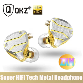 Оригинальные Металлические наушники QKZ ZXN Super HIFI Bass Tech, наушники-вкладыши, Мониторная гарнитура, спортивные наушники с шумоподавлением и микрофоном