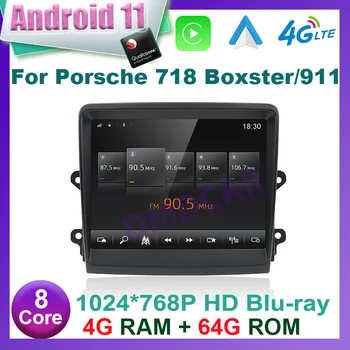 Автомобильный видеоплеер Android 11 с экраном высокой четкости, автомобильный GPS-навигатор 4 + 64 ГБ для Porsche 718 Boxster 911 2012-2021