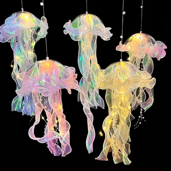 Креативный фонарь с медузами ручной работы Под водой, подвесная лампа с разноцветными медузами, украшение для вечеринки в Океане, Детский душ