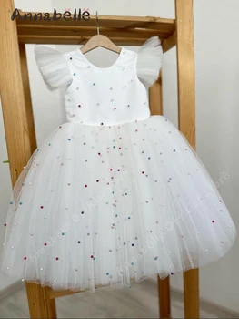 Модное платье Annabelle для девочек, Милое короткое платье с развевающимися рукавами, Элегантные платья для девочек на свадьбу
