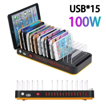 100 Вт Мульти USB Зарядное Устройство 15 Портов USB A Быстрое Зарядное устройство Док-станция Для Быстрой Зарядки iPad iPhone Samsung Huawei Xiaomi Redmi