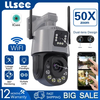 LLSEE ICSEE камера видеонаблюдения WIFI PTZ беспроводная наружная IP-камера безопасности оптический зум 50X двунаправленный вызов инфракрасного ночного видения