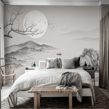 beibehang custom Simple ink wash художественная концепция пейзажная настенная живопись обои гостиная спальня ТВ фоновая ФРЕСКА