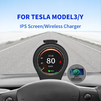 Urbanroad Head Up ЖК-дисплей Для Tesla Модель 3/Y Пробег Скорость Smar Автомобильный Измеритель Цифровой ЖК-приборной панели Драйвер Беспроводной Зарядки