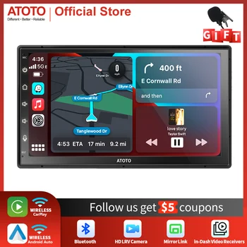 ATOTO 7-Дюймовый автомобильный радиоприемник 2 Din с полным сенсорным экраном Для автомобильного воспроизведения Android Bluetooth USB Быстрая Зарядка Макс 4 *45 Вт Встроенный Усилитель Автомобильный Стерео