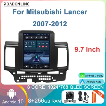 8 + 256 ГБ Android 10, автомобильное радио для Mitsubishi LANCER 2007-2012, экран в стиле Tesla, восьмиядерный мультимедийный плеер, Авто Стерео WIFI