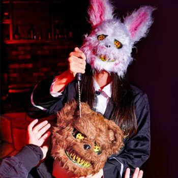 1ШТ Маска ужасов на Хэллоуин, Кровавый Кролик, Маска медведя, Маска убийцы ужасов на Хэллоуин, Страшная маска для взрослых, Платье, костюмы, маска